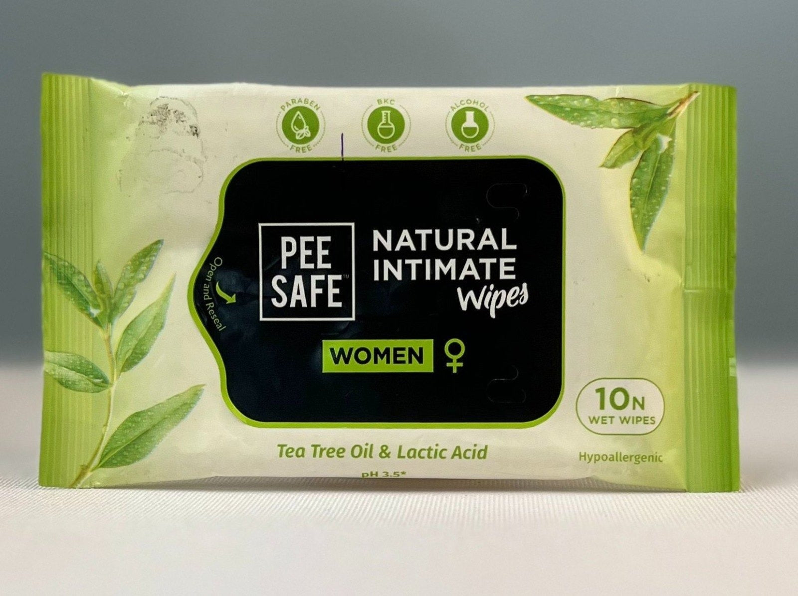 Pee Safe Natural Intimate Wipes for Women – Feminine Hygiene PH Balanced Wipes | Pack of 10