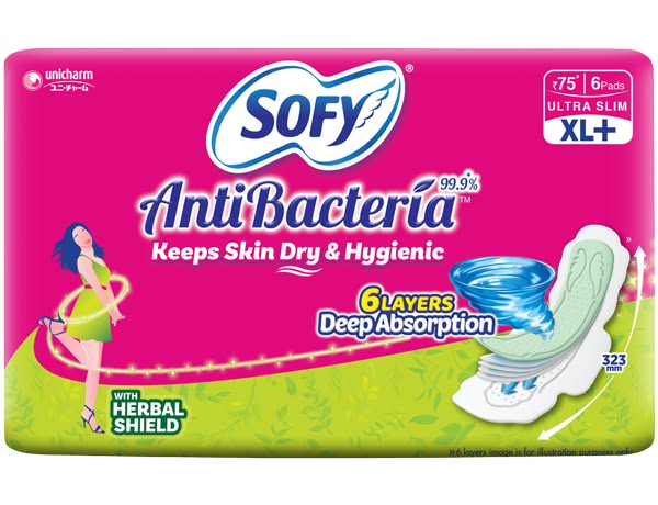 Sofy Body Fit Anti Bacteria XL 7 N Sanitary Napkins